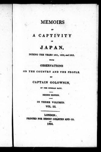 Memoirs of a captivity in Japan, during the years 1811, 1812, and 1813