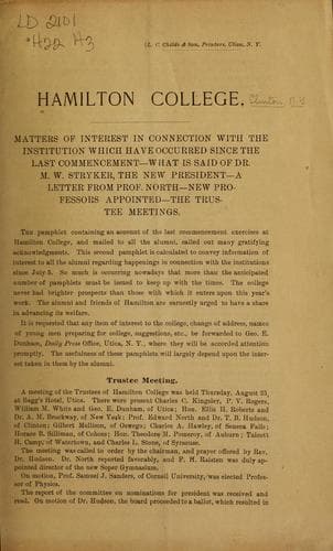 Matters of interest in connection with the institution which have occured since the last commencement...