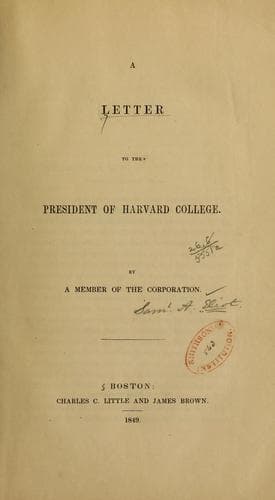 A letter to the president of Harvard College