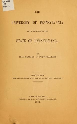 The University of Pennsylvania in its relations to the state of Pennsylvania