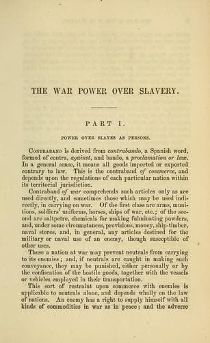 Rights and duties of the United States relative to slavery under the laws of war