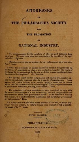 Addresses of the Philadelphia society for the promotion of national industry ..