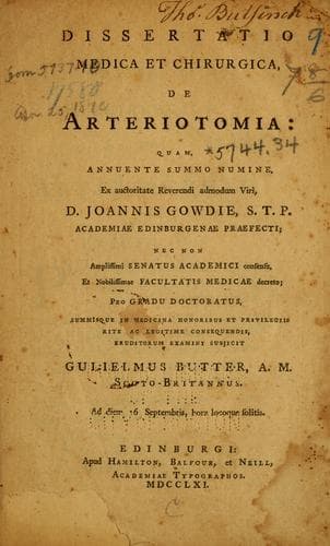 Dissertatio medica et chirurgica de arteriortomia