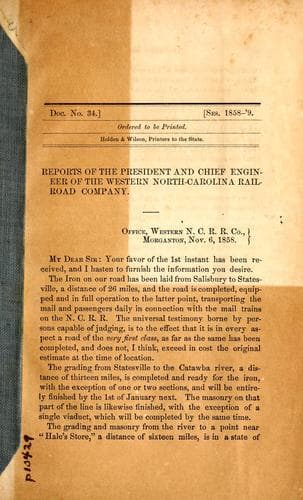 Reports of the president and chief engineer of the Western North-Carolina Railroad Company