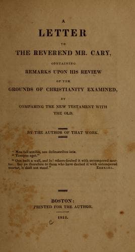 A letter to the Reverend Mr. Cary