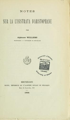 Notes sur la Lysistrata d'Aristophane