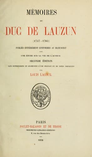 Mémoires du duc de Lauzun, 1747-1783