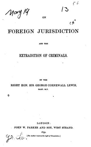 On foreign jurisdiction and the extradition of criminals