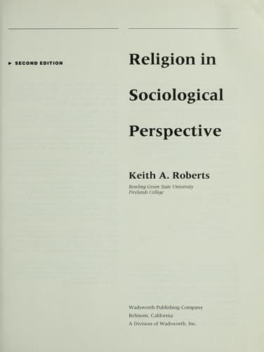 Cover image for Religion in sociological perspective