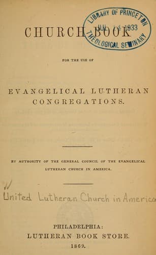 Church book for the use of Evangelical Lutheran congregations