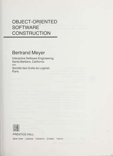 Cover image for Object-oriented software construction