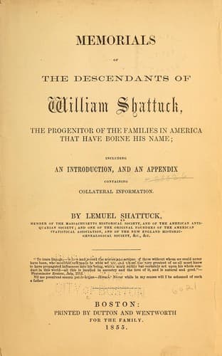 Memorials of the descendants of William Shattuck
