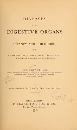 Diseases of the digestive organs in infancy and childhood