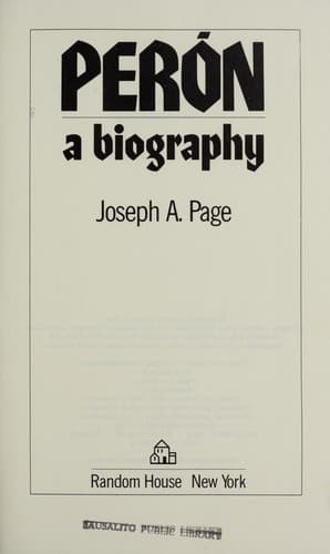 Cover image for Perón, a biography