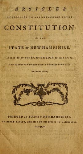 Articles in addition to and amendment of the constitution of the state of New-Hampshire