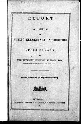Cover image for Report on a system of public elementary instruction for Upper Canada
