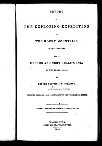 Cover image for Report of the exploring expedition to the Rocky Mountains in the year 1842, and to Oregon and North California in the years 1843-'44