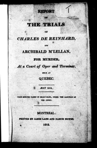 Report of the trials of Charles de Reinhard and Archibald M'Lellan for murder