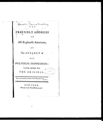 A friendly address to all reasonable Americans, on the subject of our political confusions