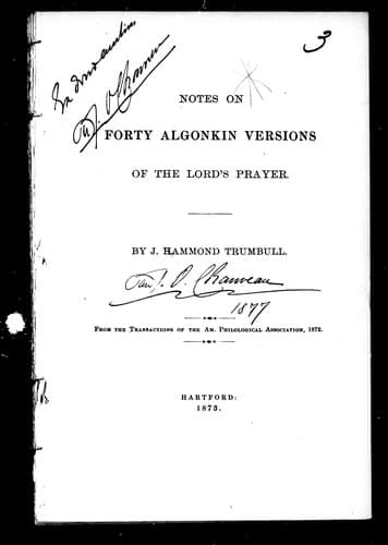 Cover image for Notes on forty Algonkin versions of the Lord's prayer