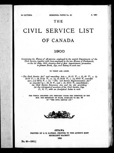 The Civil service list of Canada, 1900