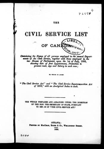 The Civil service list of Canada