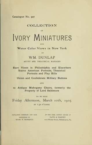 Collection of ivory miniatures and water color views in New York