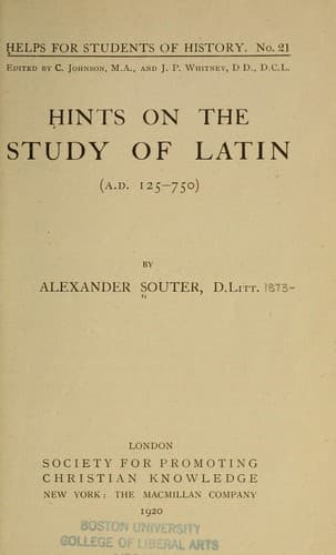 Hints on the study of Latin (125-750 A.D.)