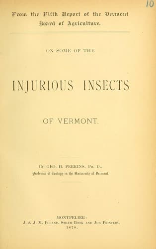 On some of the injurious insects of Vermont