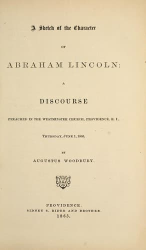 A sketch of the character of Abraham Lincoln
