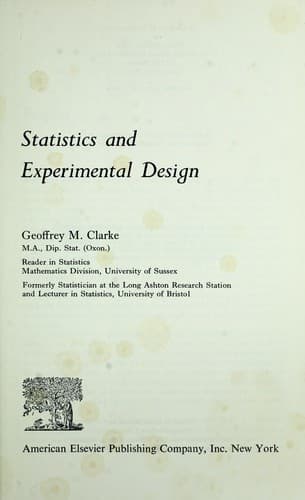 Cover image for Statistics and experimental design