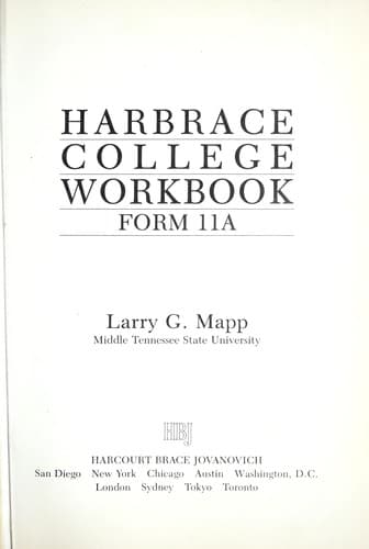Cover image for Harbrace College Workbook