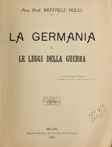La Germania e le leggi della guerra