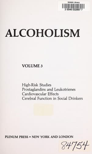 Cover image for Recent Developments in Alcoholism