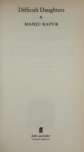 Cover image for Difficult daughters
