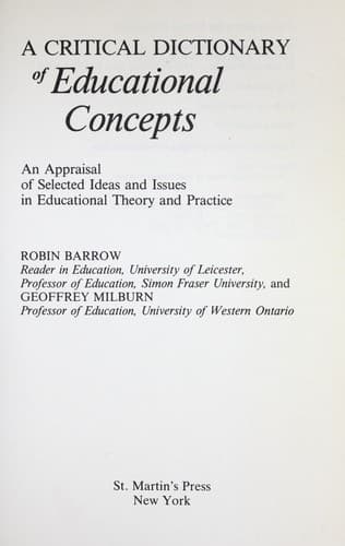 Cover image for A critical dictionary of educational concepts