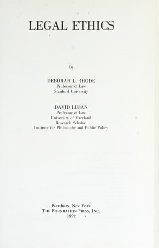 Cover image for Legal ethics