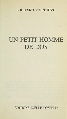 Cover image for Un petit homme de dos