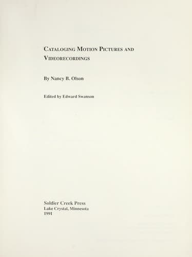 Cover image for Cataloging motion pictures and videorecordings