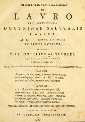 Dissertationem solemnem de Lauro