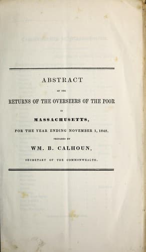 Abstract of the returns of the overseers of the poor in Massachusetts, for the year ending November 1, 1848