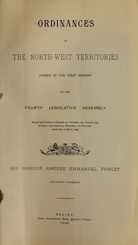 Ordinances of the North-West Territories