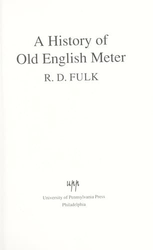 Cover image for A History of Old English Meter