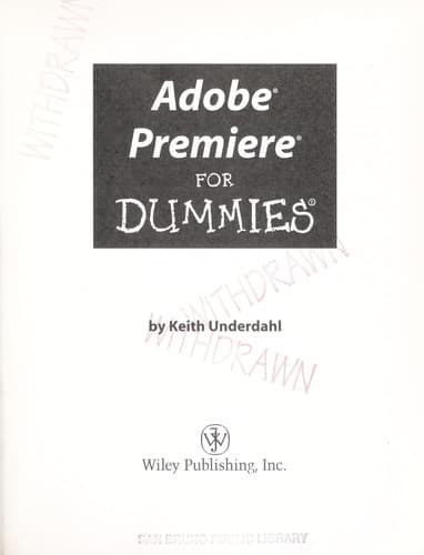 Cover image for Adobe Premiere for dummies