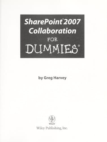 Cover image for Sharepoint 2007 Collaboration for Dummies