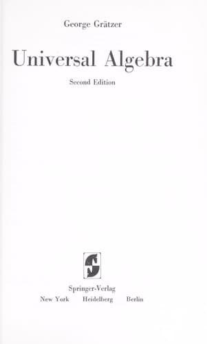 Cover image for Universal algebra