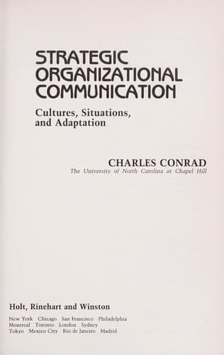Cover image for Strategic organizational communication