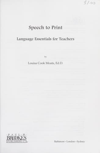 Cover image for Speech to print