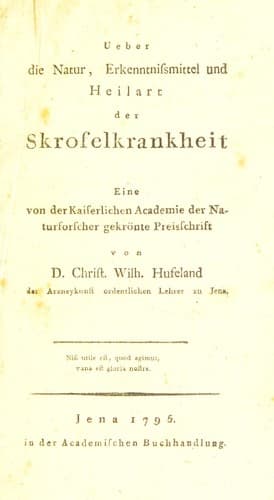 Ueber die Natur, Erkenntnissmittel und Heilart der Skrofelkrankheit. Eine von der Kaiserlichen Academie der Naturforscher gekr©œnte Preisschrift