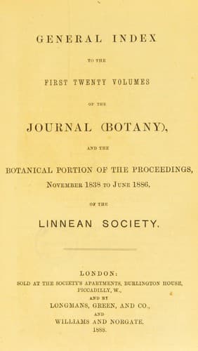 General index to the first twenty volumes of the Journal (Botany)